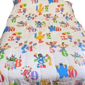 VTG Stevens Sesame Street ABC Blanket Comforter Big Bird Cookie Monster 58x75